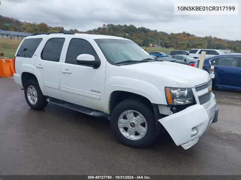 2012 Chevrolet Tahoe Lt VIN: 1GNSKBE01CR317199 Lot: 40727760