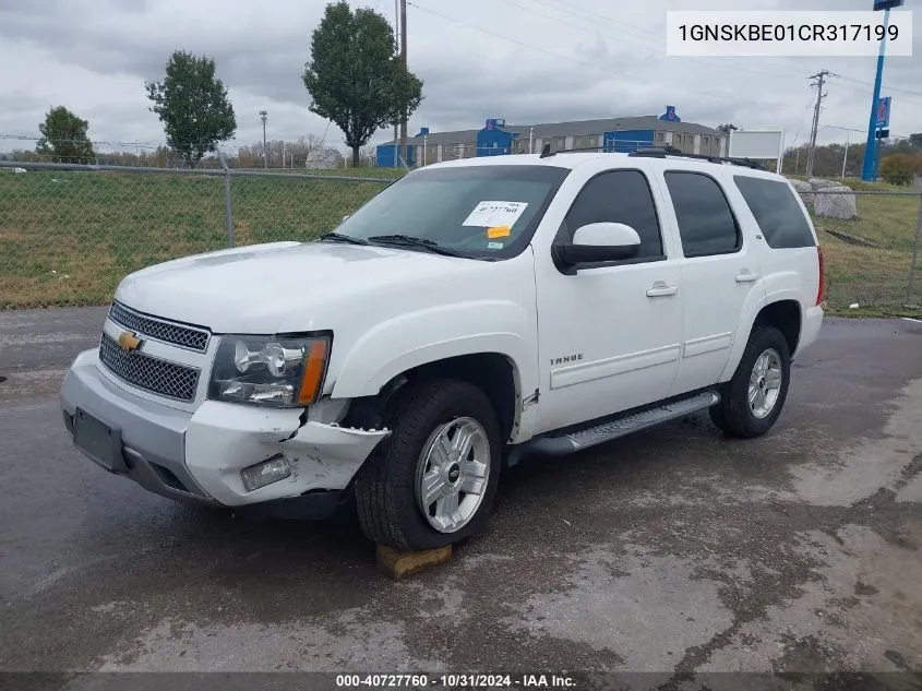 2012 Chevrolet Tahoe Lt VIN: 1GNSKBE01CR317199 Lot: 40727760