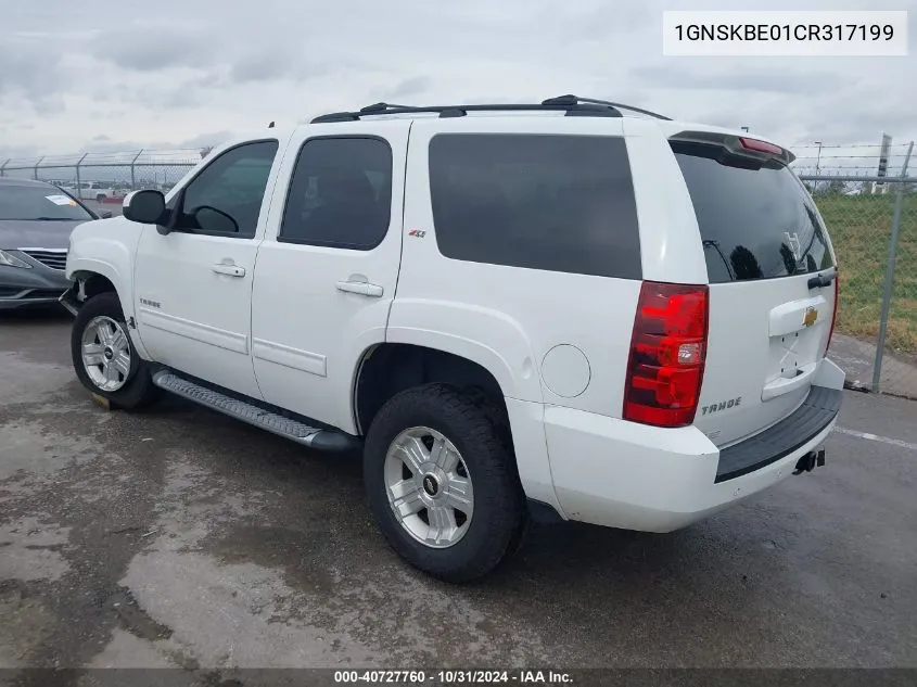 2012 Chevrolet Tahoe Lt VIN: 1GNSKBE01CR317199 Lot: 40727760