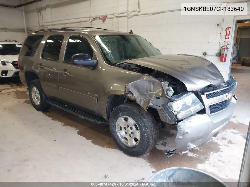 2012 Chevrolet Tahoe Lt VIN: 1GNSKBE07CR183640 Lot: 40747424