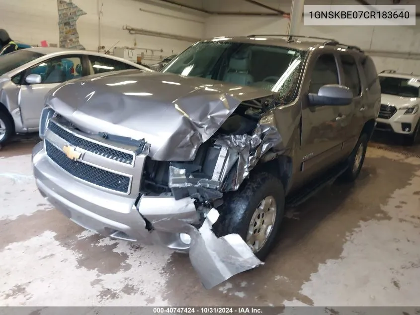 2012 Chevrolet Tahoe Lt VIN: 1GNSKBE07CR183640 Lot: 40747424