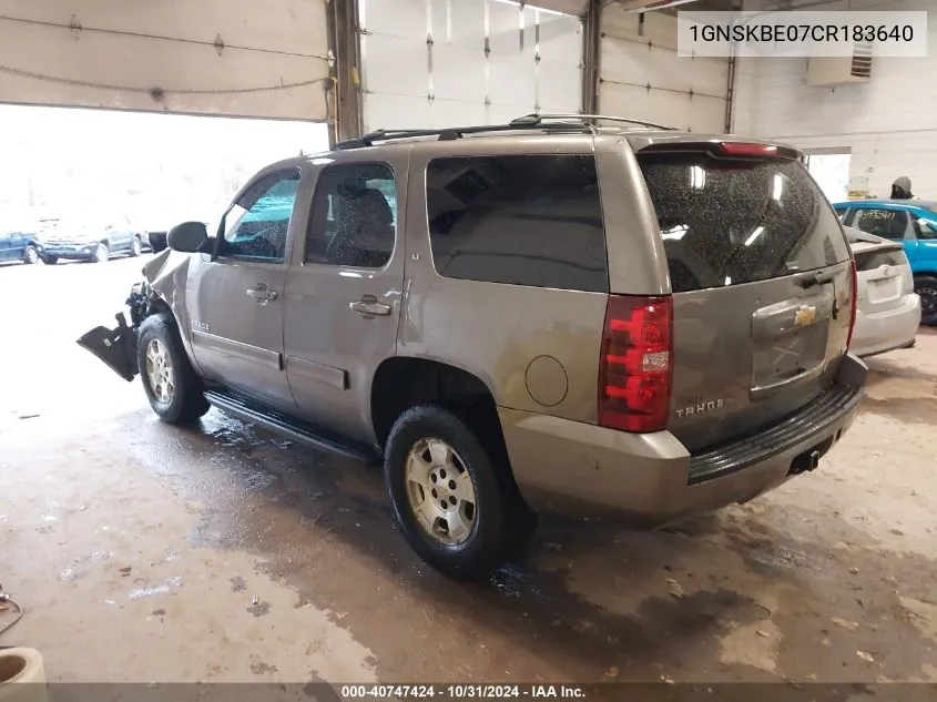 2012 Chevrolet Tahoe Lt VIN: 1GNSKBE07CR183640 Lot: 40747424