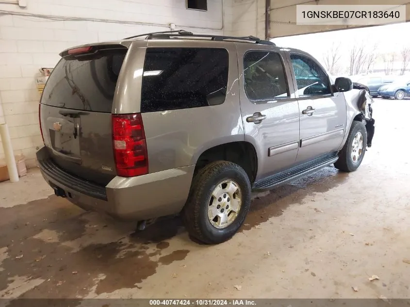 2012 Chevrolet Tahoe Lt VIN: 1GNSKBE07CR183640 Lot: 40747424