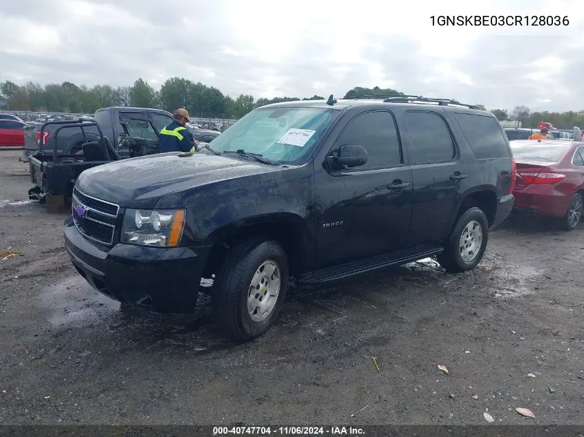 2012 Chevrolet Tahoe Lt VIN: 1GNSKBE03CR128036 Lot: 40747704