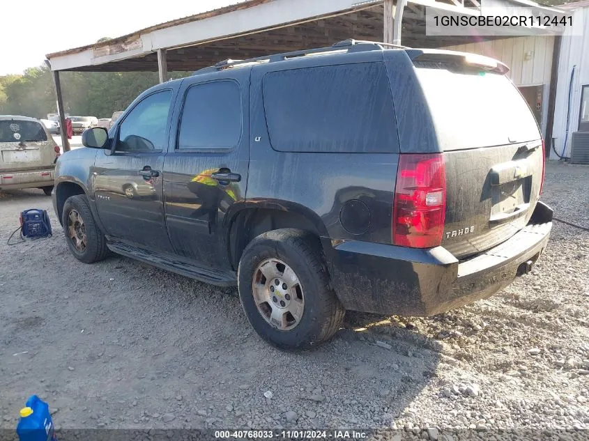 2012 Chevrolet Tahoe Lt VIN: 1GNSCBE02CR112441 Lot: 40768033