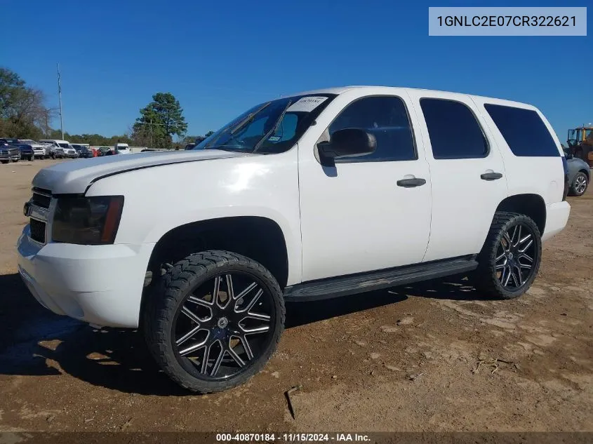 2012 Chevrolet Tahoe Commercial Fleet VIN: 1GNLC2E07CR322621 Lot: 40870184