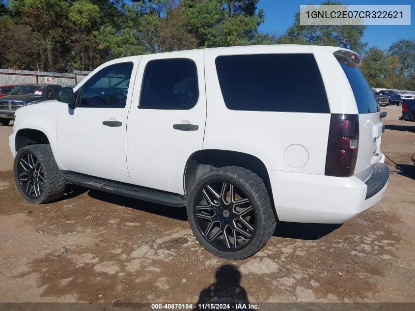 2012 Chevrolet Tahoe Commercial Fleet VIN: 1GNLC2E07CR322621 Lot: 40870184