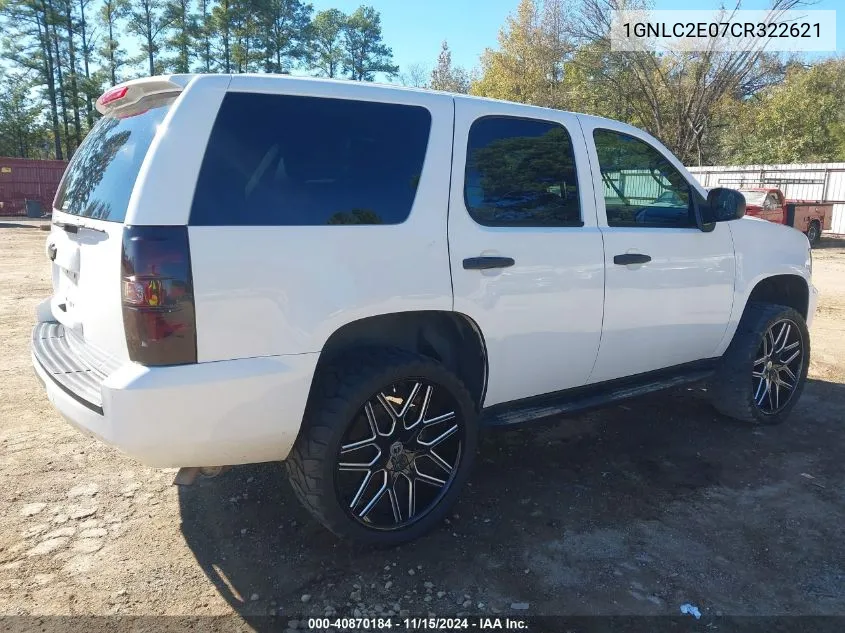 2012 Chevrolet Tahoe Commercial Fleet VIN: 1GNLC2E07CR322621 Lot: 40870184