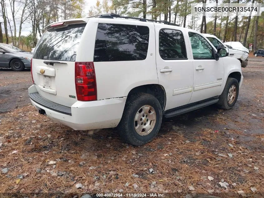 2012 Chevrolet Tahoe Lt VIN: 1GNSCBE00CR135474 Lot: 40872954