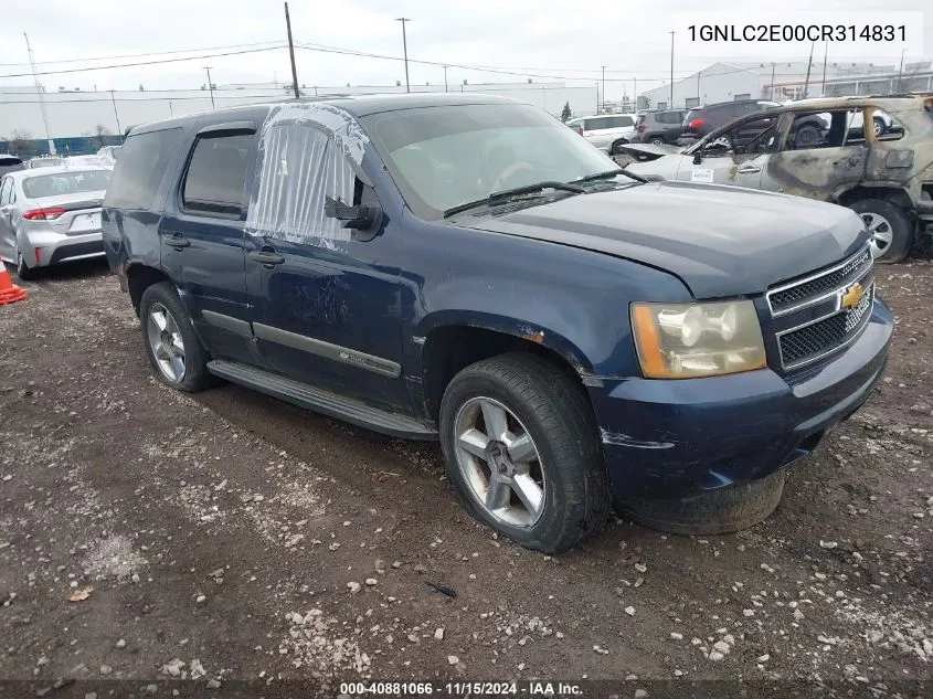 2012 Chevrolet Tahoe Commercial Fleet VIN: 1GNLC2E00CR314831 Lot: 40881066