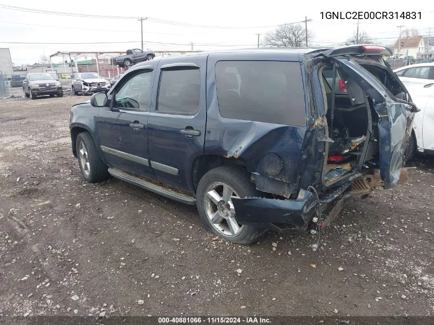 2012 Chevrolet Tahoe Commercial Fleet VIN: 1GNLC2E00CR314831 Lot: 40881066