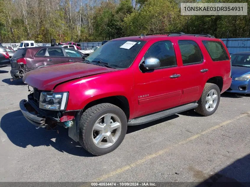 1GNSKAE03DR354931 2013 Chevrolet Tahoe Ls