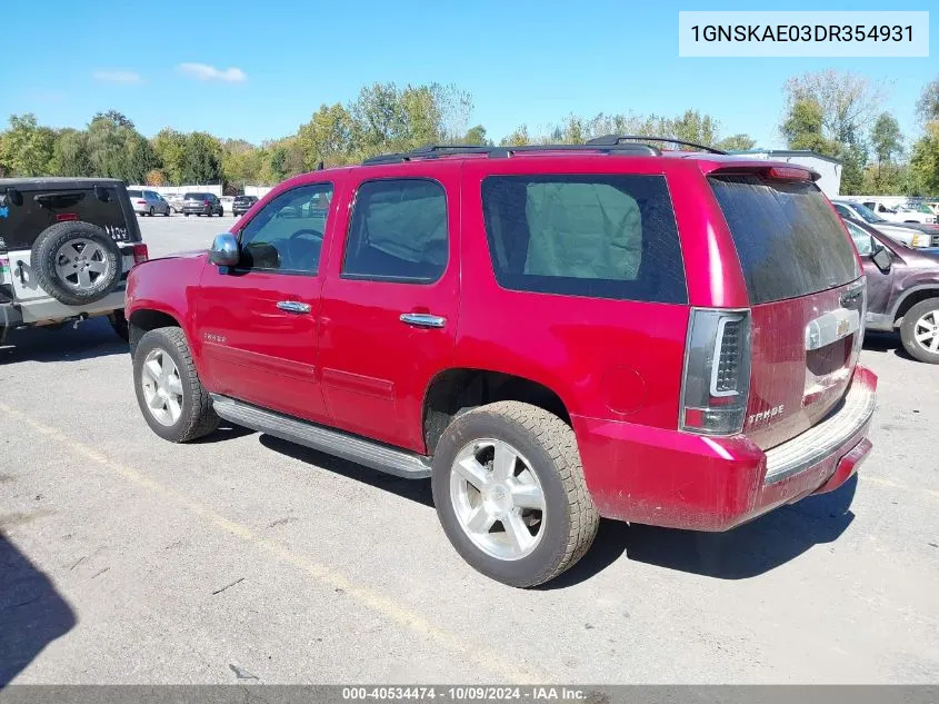 1GNSKAE03DR354931 2013 Chevrolet Tahoe Ls