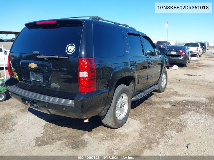 2013 Chevrolet Tahoe Lt VIN: 1GNSKBE02DR361018 Lot: 40607602