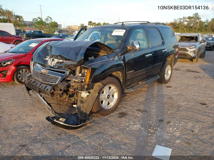 2013 Chevrolet Tahoe Lt VIN: 1GNSKBE03DR154136 Lot: 40820322