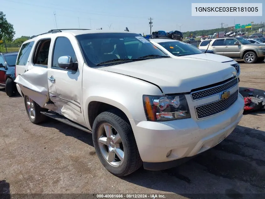 2014 Chevrolet Tahoe Ltz VIN: 1GNSKCE03ER181005 Lot: 40081666