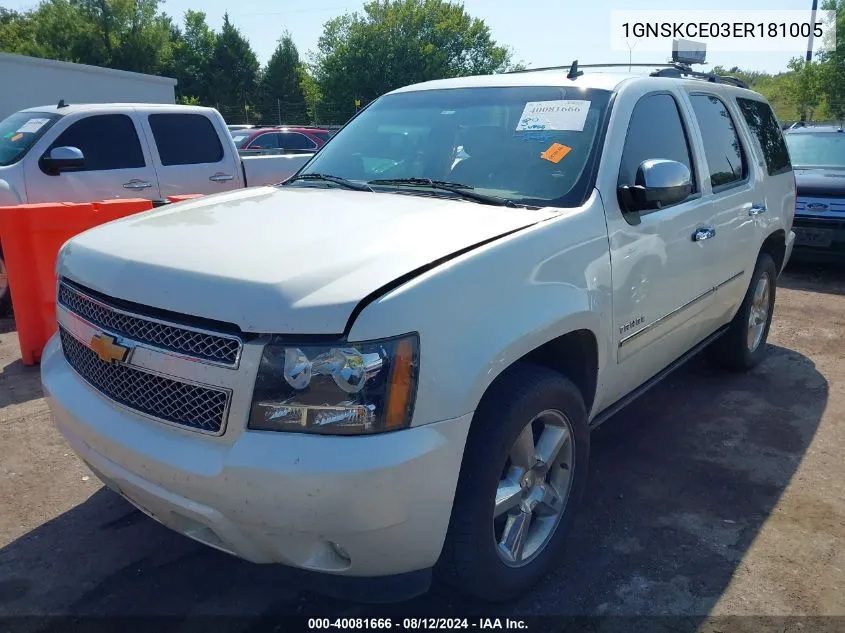 1GNSKCE03ER181005 2014 Chevrolet Tahoe Ltz