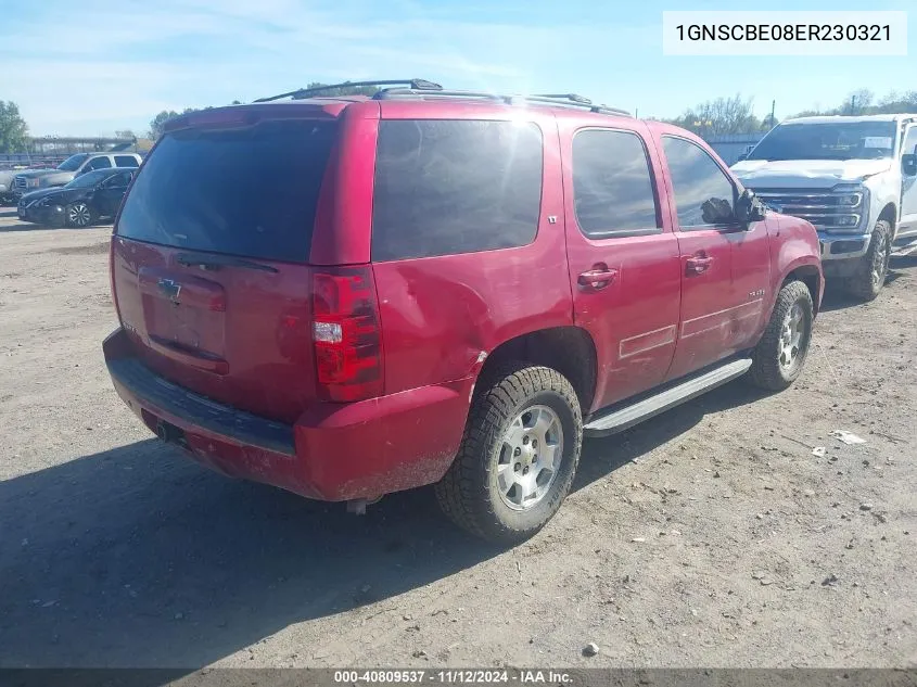 2014 Chevrolet Tahoe Lt VIN: 1GNSCBE08ER230321 Lot: 40809537