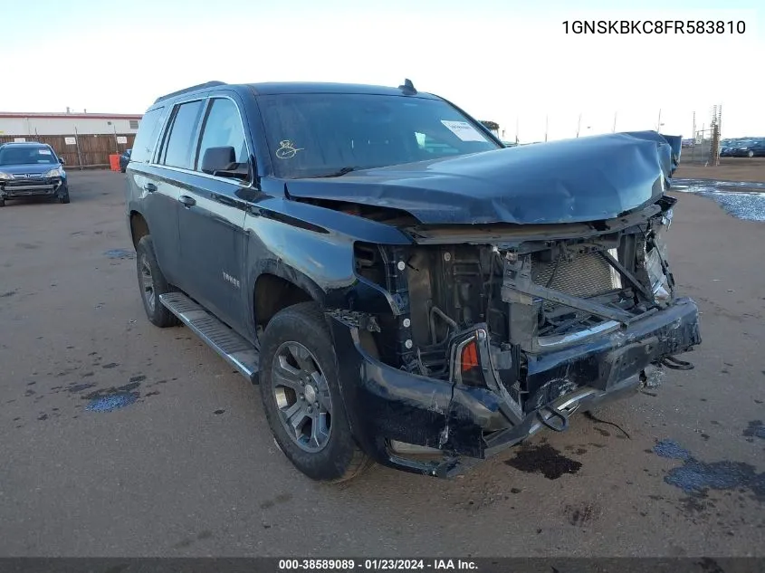 2015 Chevrolet Tahoe Lt VIN: 1GNSKBKC8FR583810 Lot: 38589089