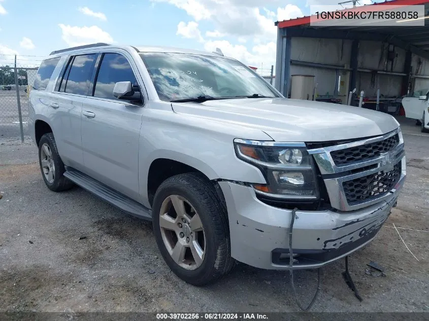 2015 Chevrolet Tahoe Lt VIN: 1GNSKBKC7FR588058 Lot: 39702256