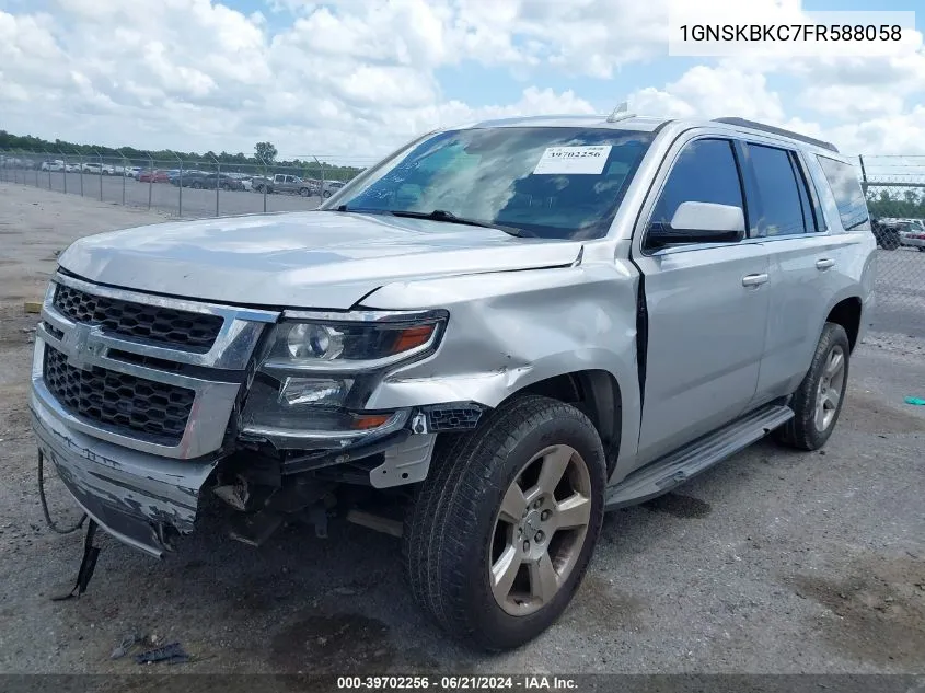 2015 Chevrolet Tahoe Lt VIN: 1GNSKBKC7FR588058 Lot: 39702256