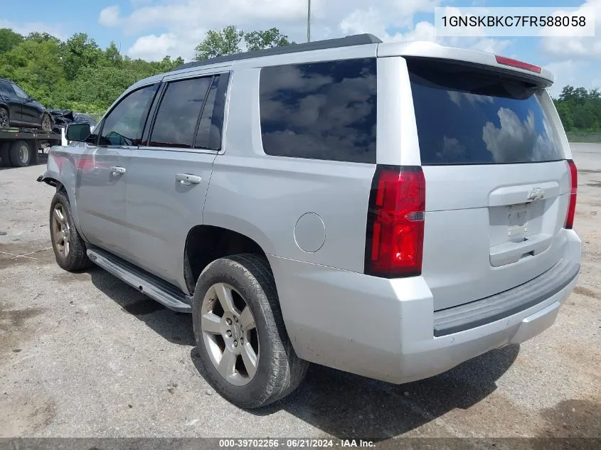 2015 Chevrolet Tahoe Lt VIN: 1GNSKBKC7FR588058 Lot: 39702256