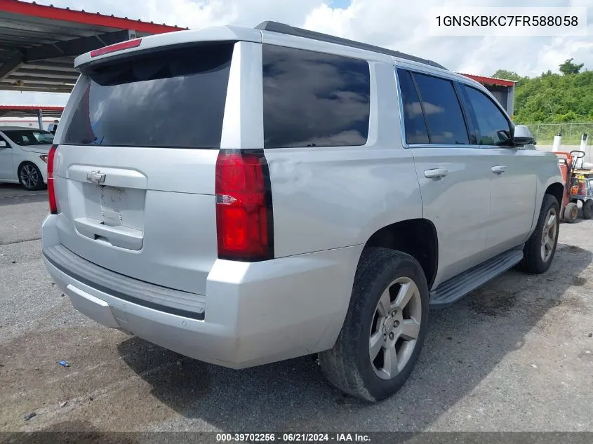 2015 Chevrolet Tahoe Lt VIN: 1GNSKBKC7FR588058 Lot: 39702256