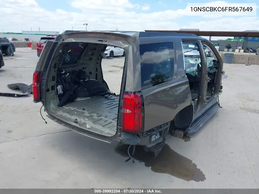 1GNSCBKC6FR567649 2015 Chevrolet Tahoe Lt