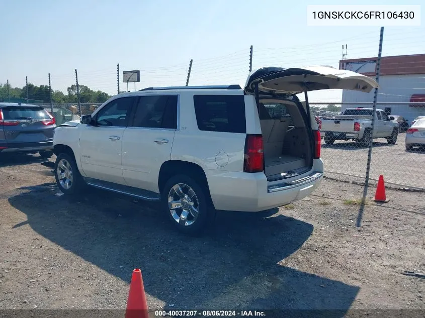 2015 Chevrolet Tahoe Ltz VIN: 1GNSKCKC6FR106430 Lot: 40037207