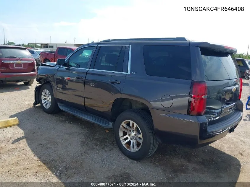 2015 Chevrolet Tahoe Ls VIN: 1GNSCAKC4FR646408 Lot: 40077571