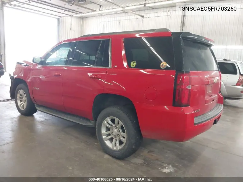 1GNSCAEC5FR703260 2015 Chevrolet Tahoe Ls