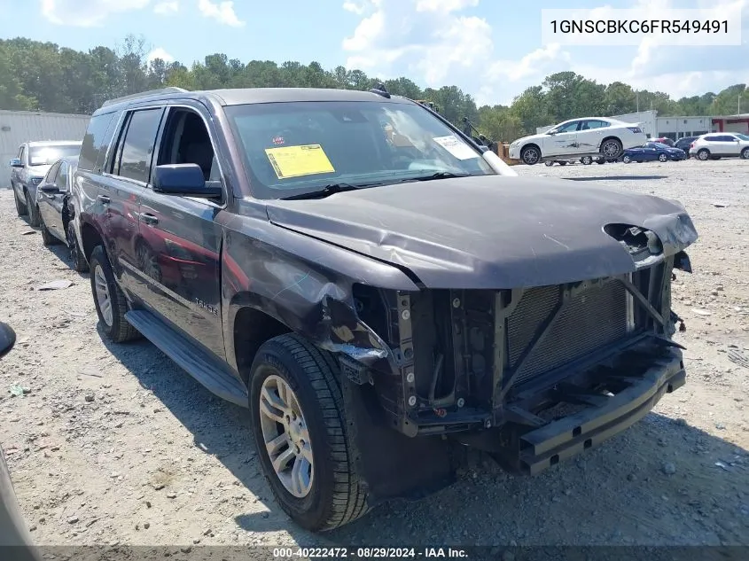 2015 Chevrolet Tahoe Lt VIN: 1GNSCBKC6FR549491 Lot: 40222472