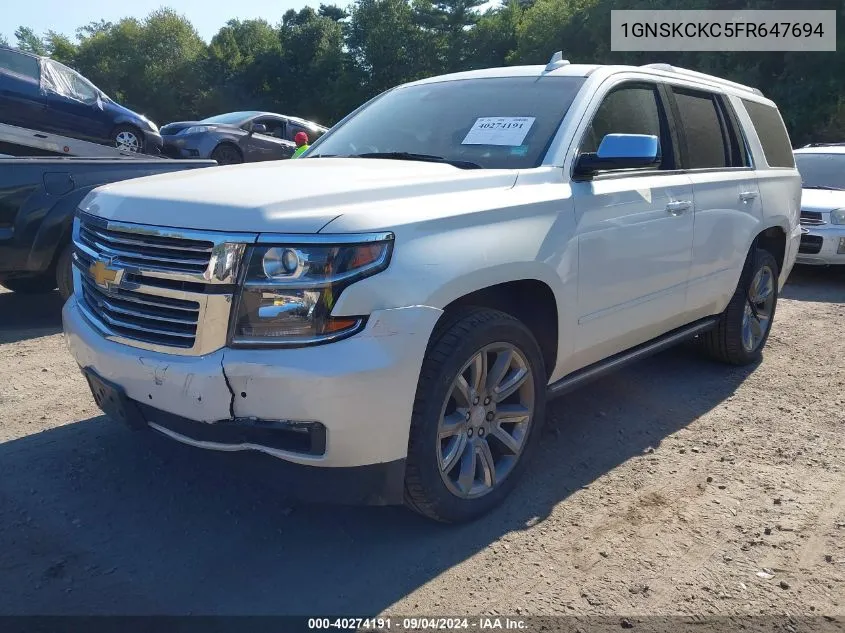 2015 Chevrolet Tahoe Ltz VIN: 1GNSKCKC5FR647694 Lot: 40274191