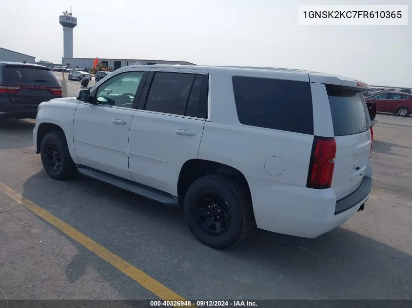 2015 Chevrolet Tahoe Commercial Fleet VIN: 1GNSK2KC7FR610365 Lot: 40326948