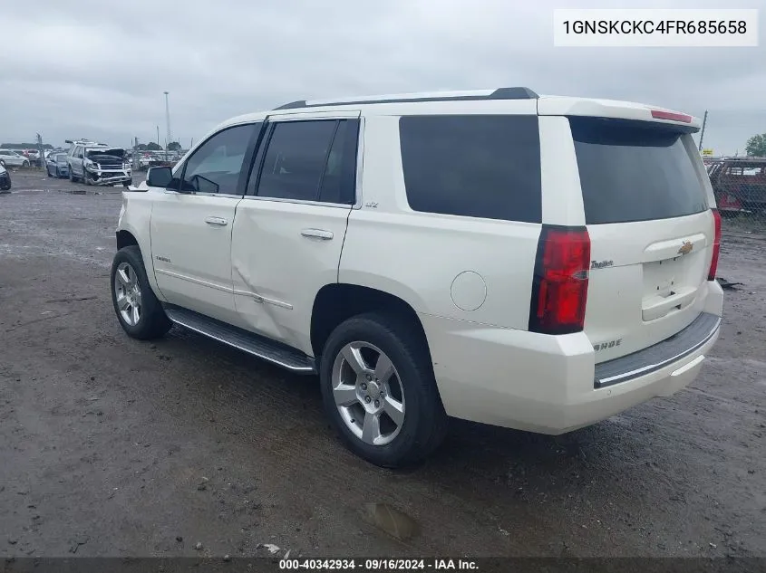 2015 Chevrolet Tahoe Ltz VIN: 1GNSKCKC4FR685658 Lot: 40342934