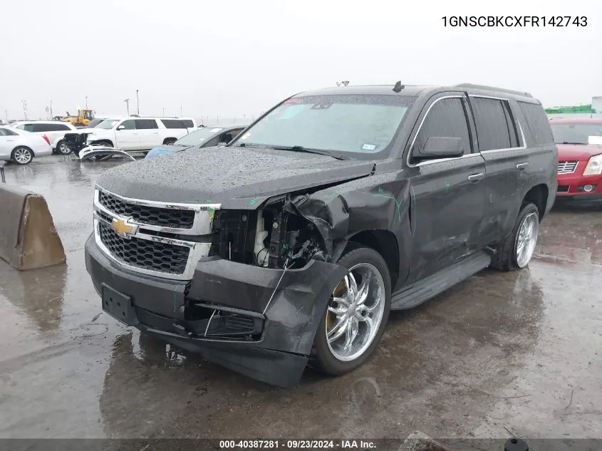 2015 Chevrolet Tahoe Lt VIN: 1GNSCBKCXFR142743 Lot: 40387281