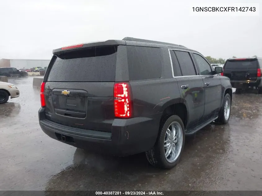 2015 Chevrolet Tahoe Lt VIN: 1GNSCBKCXFR142743 Lot: 40387281