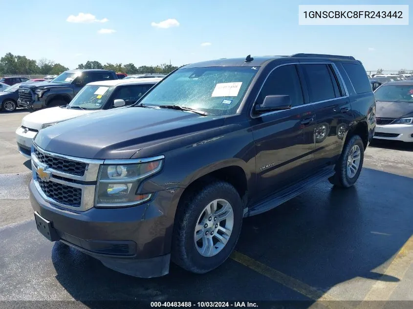 2015 Chevrolet Tahoe Lt VIN: 1GNSCBKC8FR243442 Lot: 40483488