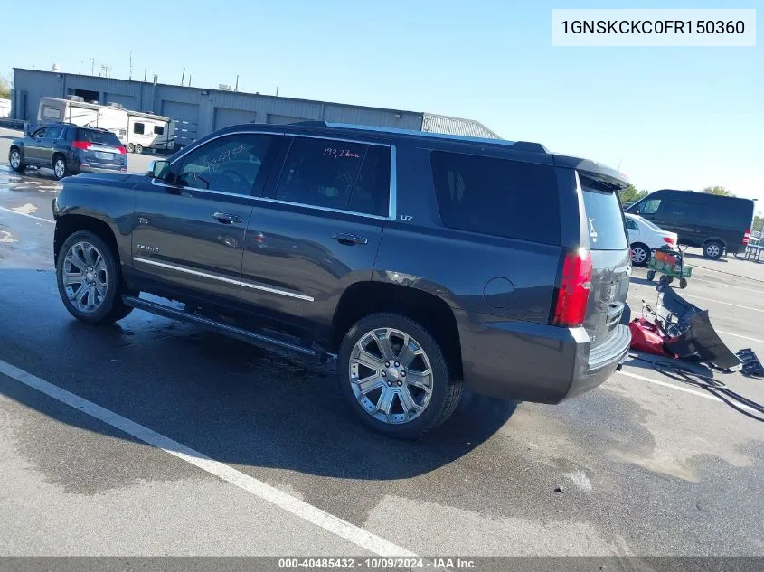 2015 Chevrolet Tahoe Ltz VIN: 1GNSKCKC0FR150360 Lot: 40485432