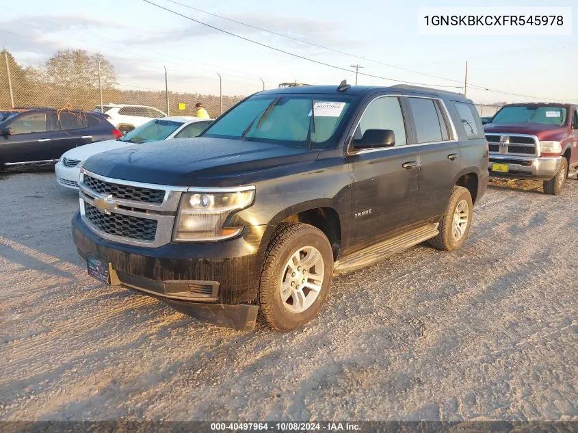 2015 Chevrolet Tahoe Lt VIN: 1GNSKBKCXFR545978 Lot: 40497964