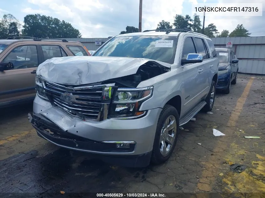 2015 Chevrolet Tahoe Ltz VIN: 1GNSKCKC4FR147316 Lot: 40505629