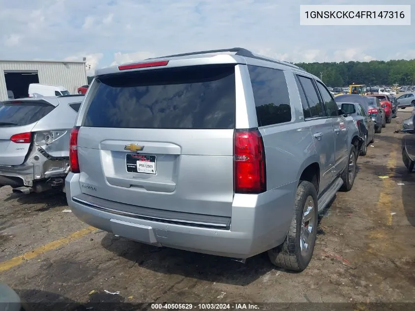 2015 Chevrolet Tahoe Ltz VIN: 1GNSKCKC4FR147316 Lot: 40505629