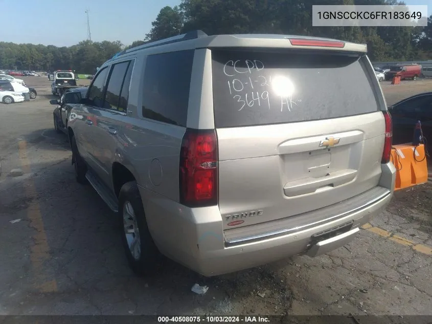 2015 Chevrolet Tahoe Ltz VIN: 1GNSCCKC6FR183649 Lot: 40508075