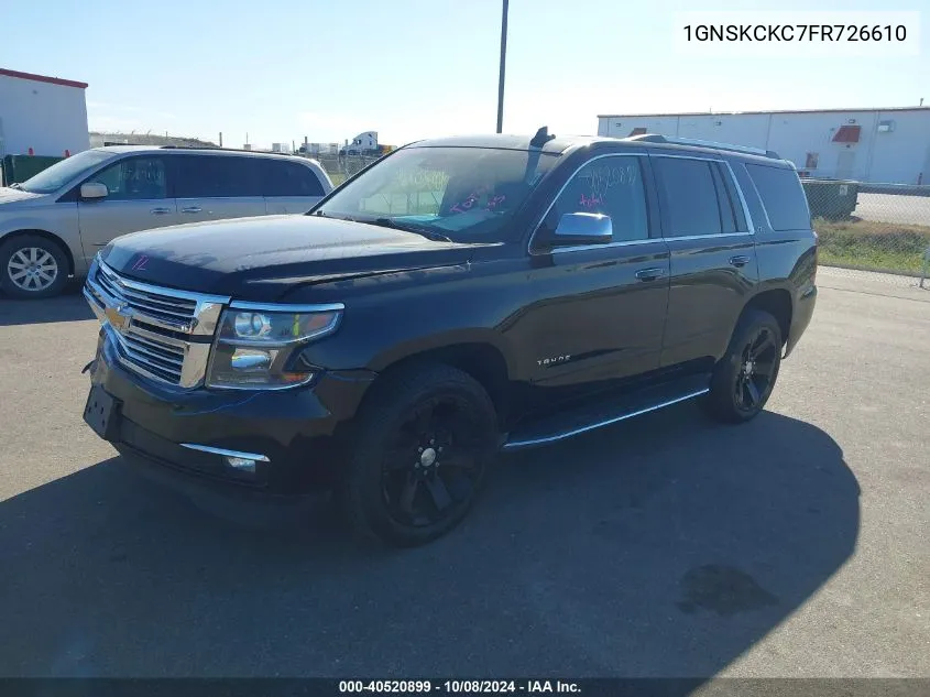 2015 Chevrolet Tahoe K1500 Ltz VIN: 1GNSKCKC7FR726610 Lot: 40520899