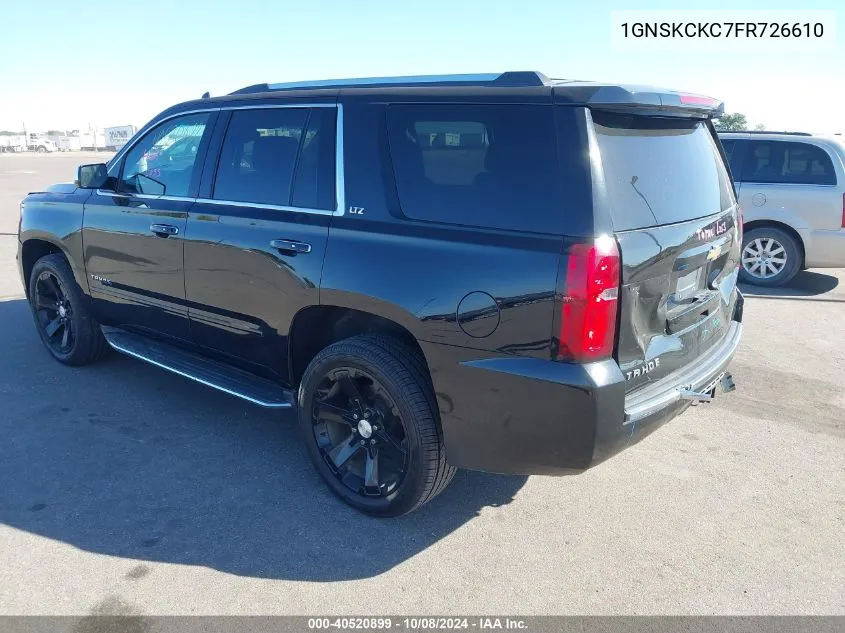 2015 Chevrolet Tahoe K1500 Ltz VIN: 1GNSKCKC7FR726610 Lot: 40520899