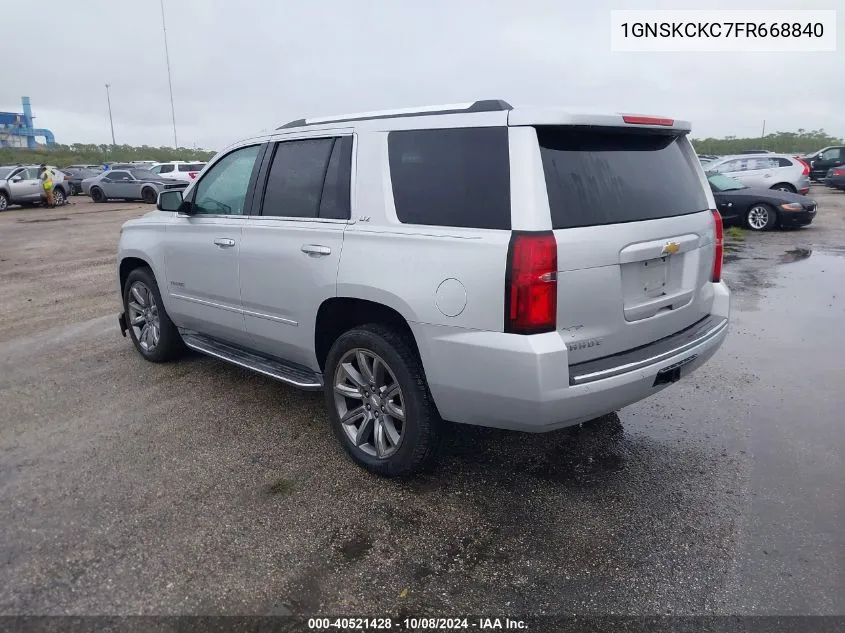 2015 Chevrolet Tahoe K1500 Ltz VIN: 1GNSKCKC7FR668840 Lot: 40521428