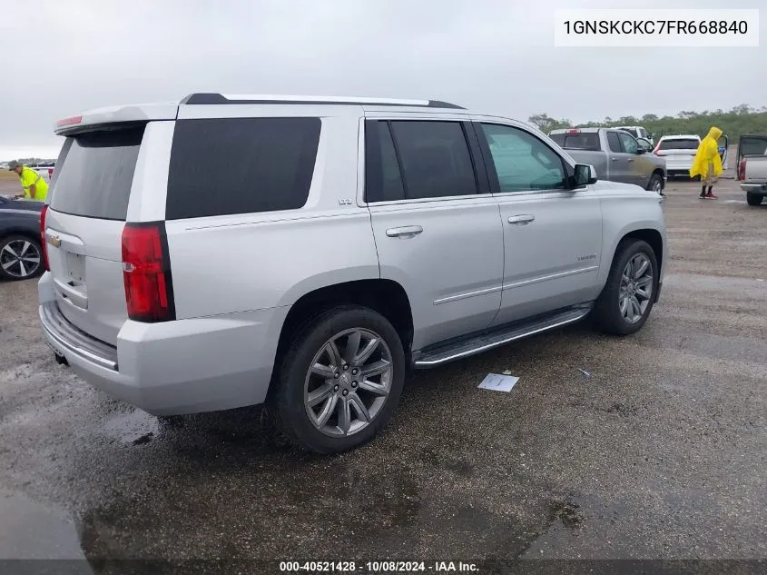 2015 Chevrolet Tahoe K1500 Ltz VIN: 1GNSKCKC7FR668840 Lot: 40521428