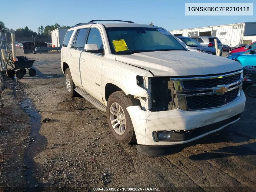 2015 Chevrolet Tahoe Lt VIN: 1GNSKBKC7FR210418 Lot: 40533902