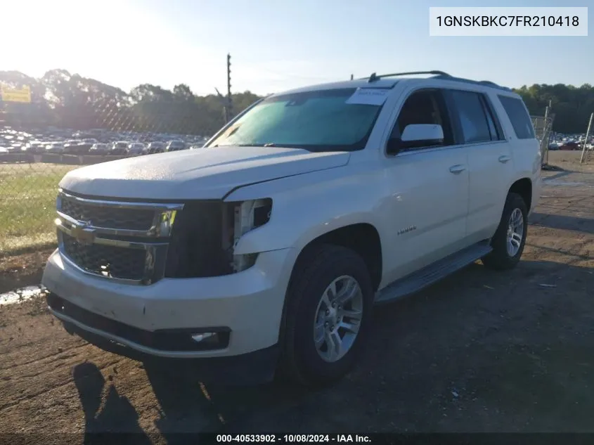 2015 Chevrolet Tahoe Lt VIN: 1GNSKBKC7FR210418 Lot: 40533902