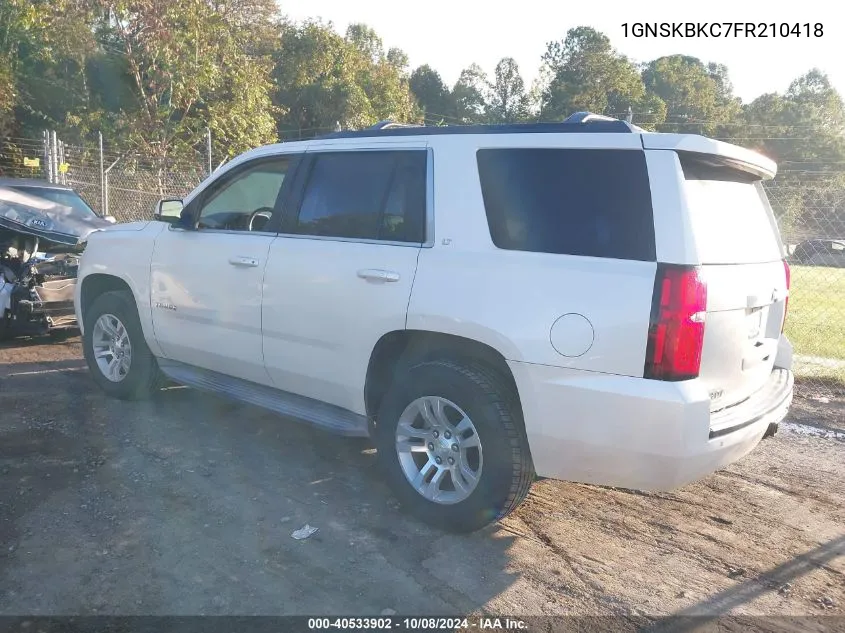 2015 Chevrolet Tahoe Lt VIN: 1GNSKBKC7FR210418 Lot: 40533902